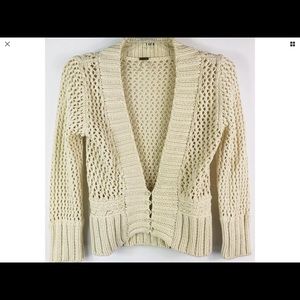 Free People cropped sweater large cream knit